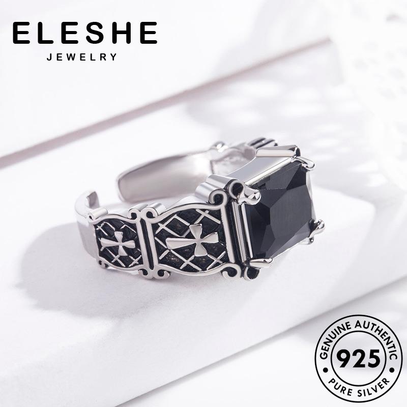 eleshe-jewelry-แหวนเงิน-925-ประดับเพชร-สีดํา-เรียบง่าย-สําหรับผู้ชาย-m090