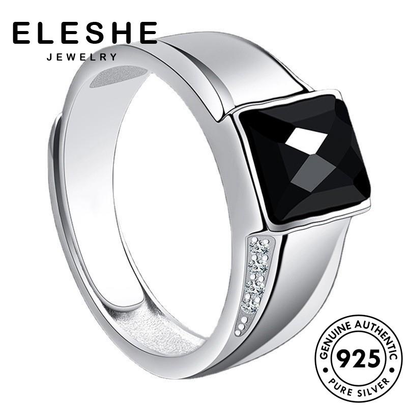 eleshe-jewelry-แหวนเงิน-925-ประดับเพชร-สีดํา-เรียบง่าย-สําหรับผู้ชาย-m090