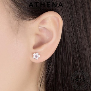 ATHENA JEWELRY เกาหลี ห่วง ต่างหู เงิน ต้นฉบับ แท้ หนีบ ดอกไม้โรแมนติก ผู้หญิง 925 คริสตัลเพชรสีชมพู เครื่องประดับ ตุ้มหู เครื่องประดับ Silver แฟชั่น E2