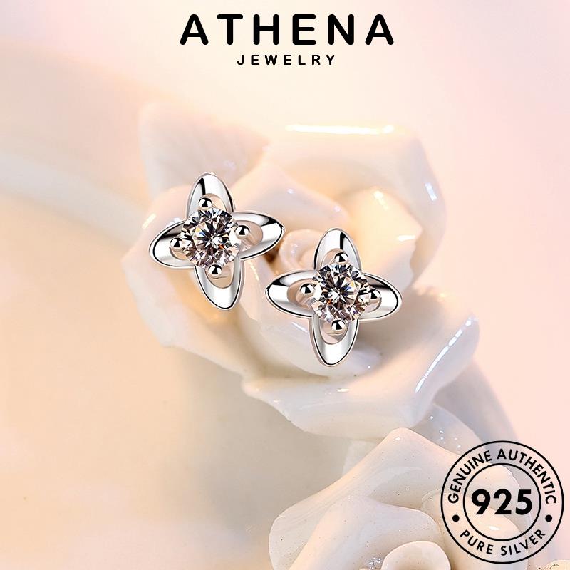 athena-jewelry-ต้นฉบับ-เกาหลี-ต่างหู-ตุ้มหู-แฟชั่น-silver-โคลเวอร์อารมณ์-หนีบ-ผู้หญิง-แท้-เงิน-ห่วง-เครื่องประดับ-เครื่องประดับ-925-มอยส์ซาไนท์ไดมอนด์-e292