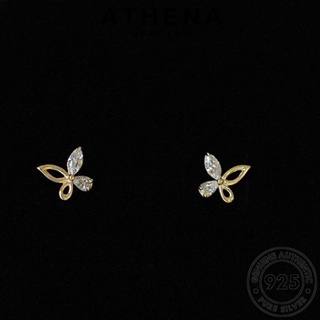 ATHENA JEWELRY โกลด์ ไดมอนด์ มอยส์ซาไนท์ ผีเสื้อ ต่างหู 925 เครื่องประดับ ตุ้มหู เครื่องประดับ เงิน Silver เกาหลี ต้นฉบับ แท้ แฟชั่น ห่วง ผู้หญิง หนีบ E613