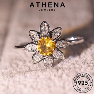 ATHENA JEWELRY เงิน เครื่องประดับ 925 ต้นฉบับ ผู้หญิง ซิทริน Silver แท้ แฟชั่น เกาหลี แหวน ดอกไม้ที่เรียบง่าย เครื่องประดับ R1662