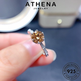 ATHENA JEWELRY ต้นฉบับ แฟชั่น ผู้หญิง เครื่องประดับ ซิทริน Silver หกกรงเล็บคลาสสิก เครื่องประดับ เงิน แท้ แหวน 925 เกาหลี R1868