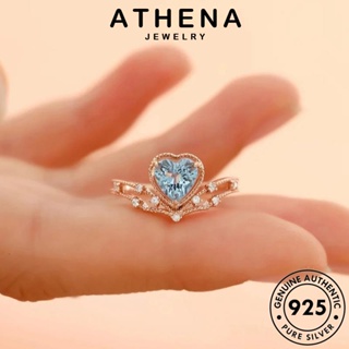 ATHENA JEWELRY 925 ผู้หญิง แท้ แหวน เครื่องประดับ แฟชั่น Silver ต้นฉบับ เกาหลี ความรักทางอารมณ์ เครื่องประดับ อความารีนโกลด์ เงิน R2239