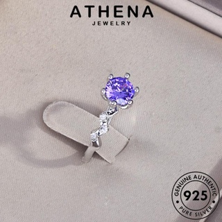 ATHENA JEWELRY เกาหลี ต้นฉบับ 925 แหวน ตารางง่ายๆ แท้ Silver ผู้หญิง เครื่องประดับ เงิน พลอยสีม่วง แฟชั่น เครื่องประดับ R2528