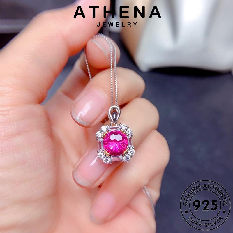 athena-jewelry-925-ต้นฉบับ-จี้-แฟชั่น-เครื่องประดับ-เครื่องประดับ-คริสตัลเพชรสีชมพู-เงิน-silver-เกาหลี-สร้อยคอ-อารมณ์-ผู้หญิง-แท้-s113