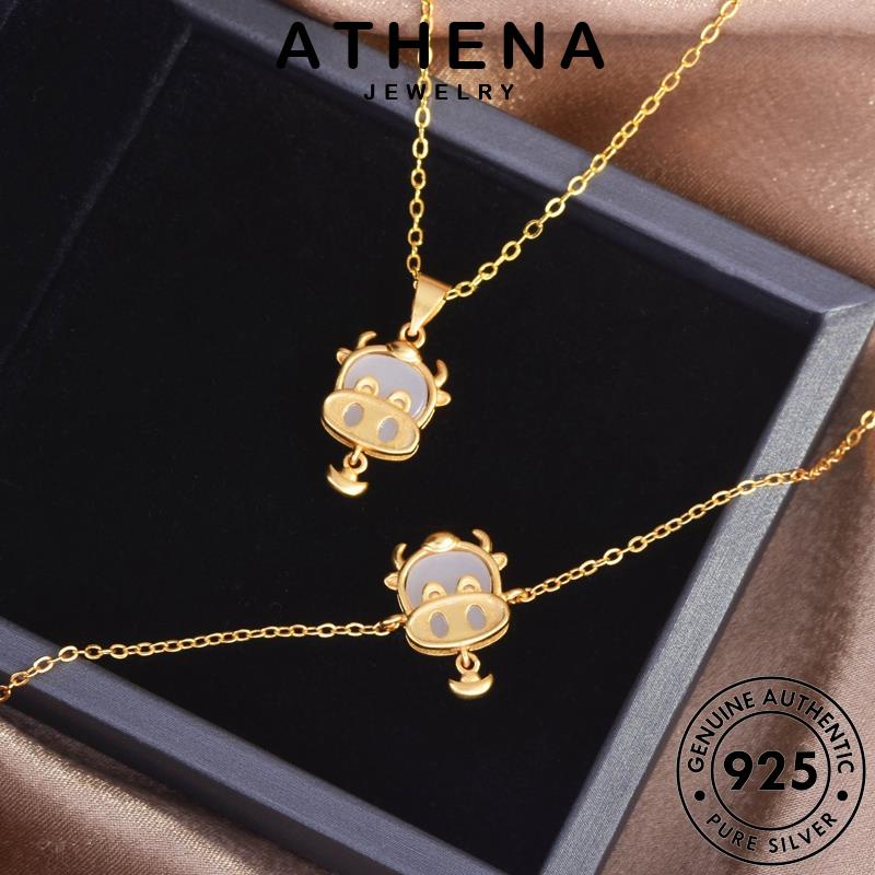 athena-jewelry-เครื่องประดับ-จี้-เครื่องประดับ-แฟชั่น-silver-แท้-925-เกาหลี-ต้นฉบับ-หยก-ผู้หญิง-สร้อยคอ-หยวนเป่าหนิว-เงิน-s581