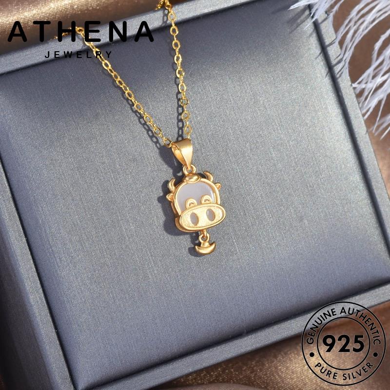 athena-jewelry-เครื่องประดับ-จี้-เครื่องประดับ-แฟชั่น-silver-แท้-925-เกาหลี-ต้นฉบับ-หยก-ผู้หญิง-สร้อยคอ-หยวนเป่าหนิว-เงิน-s581