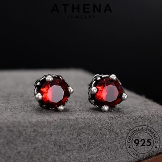 ATHENA JEWELRY แท้ เงิน แฟชั่น ห่วง ทับทิม ต้นฉบับ ผู้หญิง 925 เครื่องประดับ กลม เครื่องประดับ Silver เกาหลี ต่างหู ตุ้มหู หนีบ E9