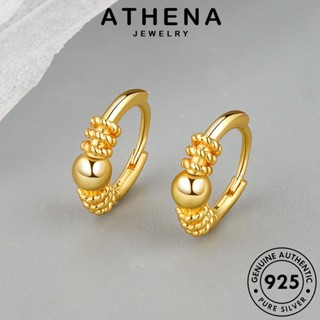 ATHENA JEWELRY หนีบ ห่วง แฟชั่น แท้ เครื่องประดับ ต้นฉบับ เกาหลี ตุ้มหู ผู้หญิง เครื่องประดับ ทอง ต่างหู Silver เงิน แหวนกับลูกบอลขนาดเล็ก 925 E320