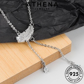 ATHENA JEWELRY Silver ไดมอนด์ ผู้หญิง จี้ โกลด์ 925 เครื่องประดับ เงิน พู่ขนนก เกาหลี แฟชั่น ต้นฉบับ เครื่องประดับ แท้ สร้อยคอ มอยส์ซาไนท์ N131