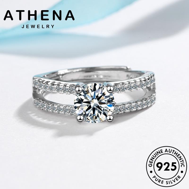 athena-jewelry-แฟชั่น-เกาหลี-เครื่องประดับ-เส้นคู่-ผู้หญิง-แหวน-ต้นฉบับ-เงิน-เครื่องประดับ-925-silver-มอยส์ซาไนท์ไดมอนด์-แท้-r267