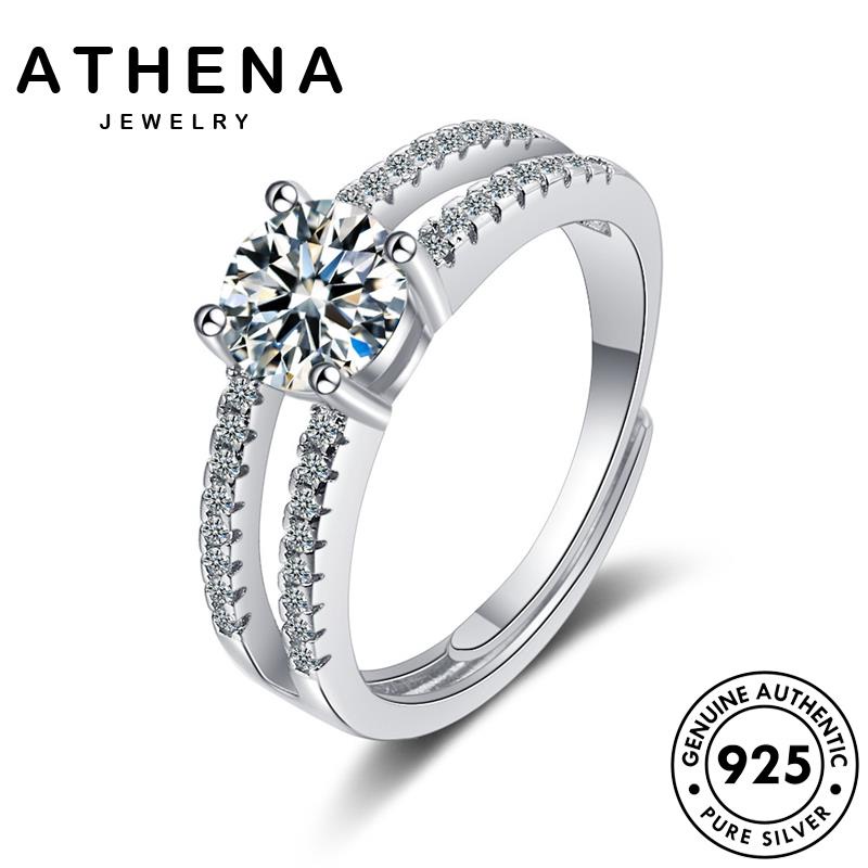 athena-jewelry-แฟชั่น-เกาหลี-เครื่องประดับ-เส้นคู่-ผู้หญิง-แหวน-ต้นฉบับ-เงิน-เครื่องประดับ-925-silver-มอยส์ซาไนท์ไดมอนด์-แท้-r267