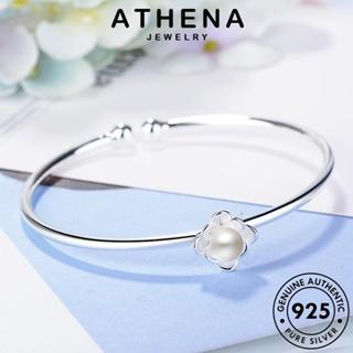 ATHENA JEWELRY แฟชั่น แท้ เงิน เครื่องประดับ เครื่องประดับ สตรอเบอร์รี่คริสตัล เกาหลี 925 ต้นฉบับ ผู้หญิง ดอกบัวที่เรียบง่าย Silver กำไลข้อมือ กำไล ผู้หญิง B192