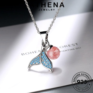 ATHENA JEWELRY จี้ สตรอเบอร์รี่คริสตัล ต้นฉบับ หางปลาบุคลิกภาพ แฟชั่น แท้ เกาหลี Silver เงิน เครื่องประดับ 925 ผู้หญิง เครื่องประดับ สร้อยคอ N128