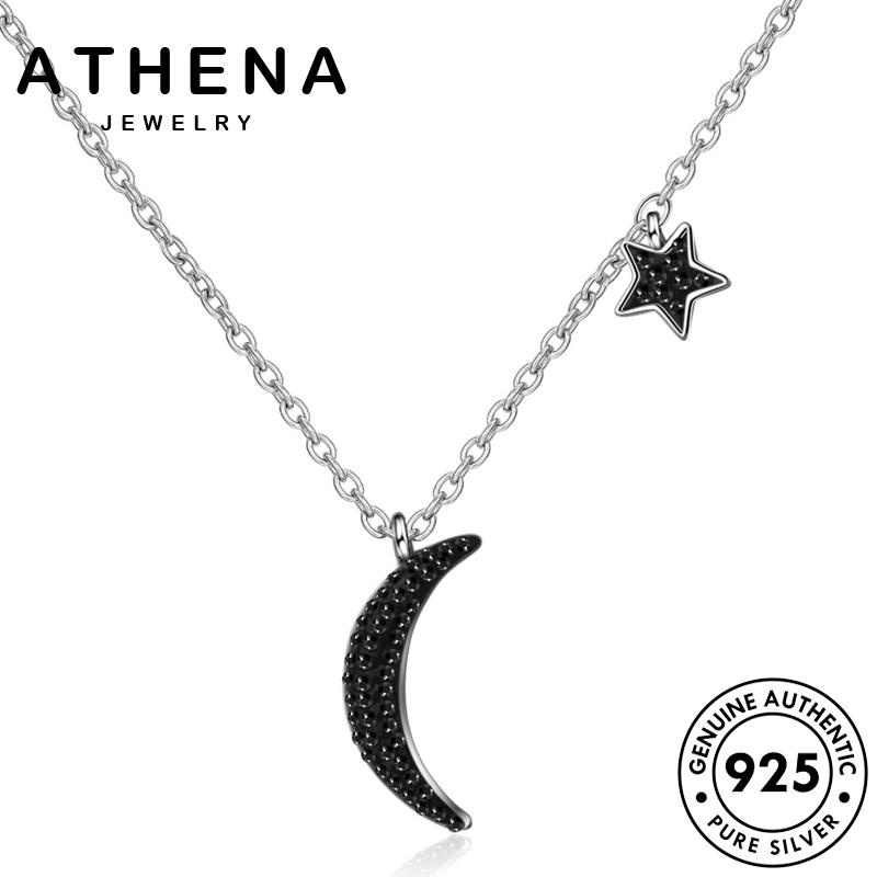 athena-jewelry-ต้นฉบับ-เครื่องประดับ-แฟชั่น-เงิน-เครื่องประดับ-สร้อยคอ-925-เกาหลี-ผู้หญิง-พระจันทร์สีดำ-จี้-แท้-silver-มอยส์ซาไนท์ไดมอนด์-n139