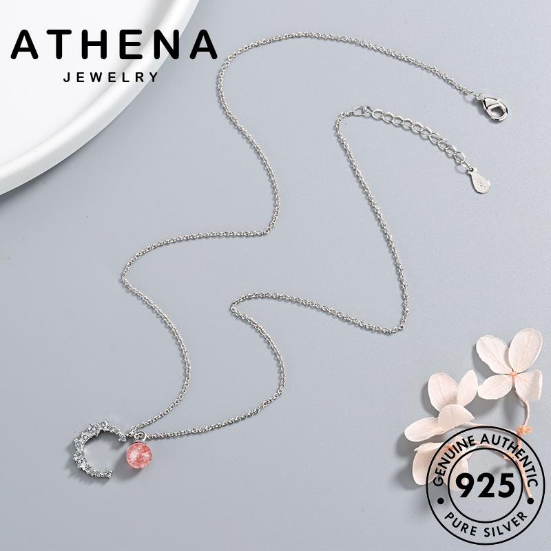 athena-jewelry-แฟชั่น-สร้อยคอ-ผู้หญิง-ต้นฉบับ-ดวงจันทร์ที่เรียบง่าย-เกาหลี-คริสตัลเพชรสีชมพู-จี้-925-silver-แท้-เครื่องประดับ-เครื่องประดับ-เงิน-n192