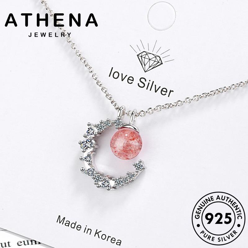 athena-jewelry-แฟชั่น-สร้อยคอ-ผู้หญิง-ต้นฉบับ-ดวงจันทร์ที่เรียบง่าย-เกาหลี-คริสตัลเพชรสีชมพู-จี้-925-silver-แท้-เครื่องประดับ-เครื่องประดับ-เงิน-n192