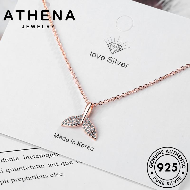 athena-jewelry-เกาหลี-มอยส์ซาไนท์ไดมอนด์-925-ต้นฉบับ-สร้อยคอ-หางปลาน่ารัก-แท้-เครื่องประดับ-จี้-แฟชั่น-เครื่องประดับ-เงิน-ผู้หญิง-silver-n269