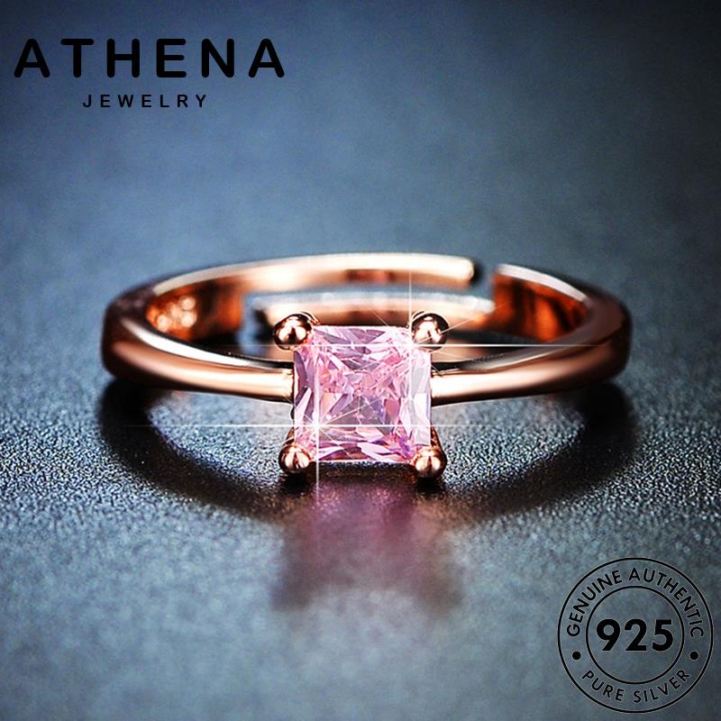 athena-jewelry-แหวน-silver-แท้-เครื่องประดับ-ผู้หญิง-925-ต้นฉบับ-เครื่องประดับ-ตารางง่ายๆ-พิ้งค์ไดมอนด์คริสตัลโกลด์-เงิน-แฟชั่น-เกาหลี-r447