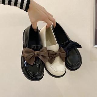 รองเท้าแมรี่เจน รองเท้าหนัง ประดับโบว์ สไตล์เกาหลี สําหรับนักเรียน 2023