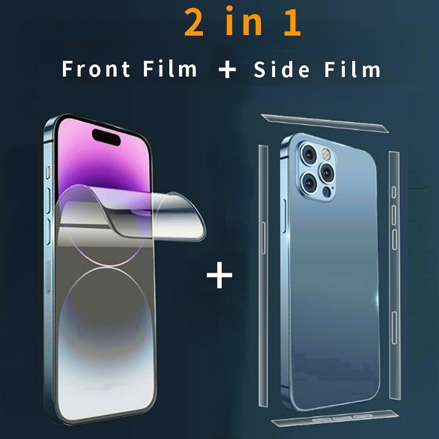 2-in-1-ฟิล์มกันรอยหน้าจอ-hd-กันรอยขีดข่วน-กรอบด้านข้าง-สําหรับ-iphone-14-13-12-pro-max-plus-mini