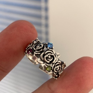 แหวนเพทาย รูปดอกกุหลาบ หลากสี ไฮเอนด์ แฟชั่นเรโทร สําหรับผู้หญิง U55