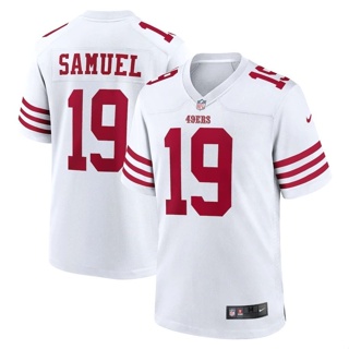 เสื้อกีฬารักบี้ แขนสั้น ทรงหลวม ขนาดใหญ่ ลาย NFL San Francisco 49ers San Francisco 49ers สไตล์ยุโรป อเมริกัน สตรีทแดนซ์ เสื้อกีฬาแขนสั้น ลายทีม Deebo Samuel 19