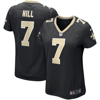 เสื้อกีฬารักบี้ แขนสั้น ทรงหลวม ขนาดใหญ่ ลาย NFL New Orleans Saints Orleans Saints Rugby Jersey No. เสื้อกีฬาแขนสั้น ลายทีม Taysom Hill สําหรับผู้หญิง 7