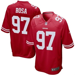 เสื้อกีฬารักบี้แขนสั้น ลายทีมเต้นรํา NFL San Francisco 49 People Rugby Jersey 49ers No. ขนาดใหญ่ สไตล์ยุโรป และอเมริกา เสื้อกีฬาแขนสั้น ลายทีม Nick Bosa Jersey Fan Version 97 สไตล์ใหม่