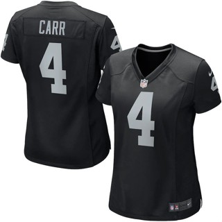 เสื้อกีฬารักบี้ แขนสั้น ทรงหลวม ขนาดใหญ่ ลาย NFL Las Vegas Raiders Raiders Rugby Jersey 4 สไตล์ยุโรป และอเมริกา#Derek เสื้อกีฬา Carr Jersey สําหรับผู้หญิง