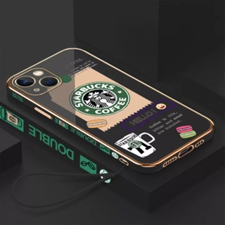 เคสโทรศัพท์มือถือ ลายการ์ตูน Starbucks พร้อมสายคล้อง สําหรับ iPhone 6 iPhone 6s iPhone 7 iPhone 8 iPhone 6 plus iPhone 6 splus iPhone se2020 iPhone se2022