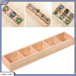 [biling] Multi Grid Wooden Flower Pot Bonsai Planter Box Desktop Storage Holder Organizer