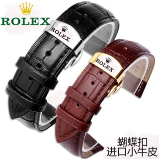 7/29☆Rolex นาฬิกาข้อมือสายหนัง หัวเข็มขัดผีเสื้อ สําหรับผู้ชาย และผู้หญิง 20 เมตร