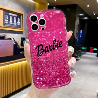 เคสโทรศัพท์มือถือแบบนิ่ม ใส ลายบาร์บี้ แต่งกลิตเตอร์ แฟชั่น สําหรับ iphone 14 pro Max 11 13 12 7Plus 8 X XS Max