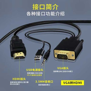 [จัดส่งด่วน] ตัวเชื่อมต่อสายเคเบิลแปลง VGA เป็น HDMI พร้อมเสียง HD สําหรับคอมพิวเตอร์ โฮสต์อินเตอร์เฟซ หน้าจอทีวี