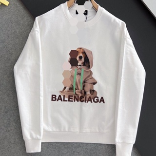 Balenciaga 23SS ใหม่ เสื้อกันหนาว แขนยาว ทรงหลวม ลายกราฟฟิตี้โลโก้ สไตล์เกาหลี สําหรับผู้ชาย และผู้หญิง