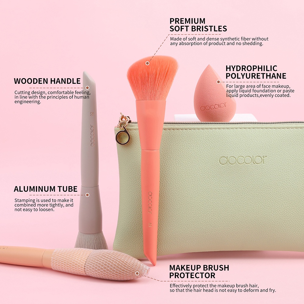 Docolor 17 ชิ้น Professional แปรงแต่งหน้าชุด Eye Shadow Blush Powder ...