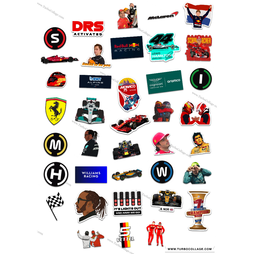 ชุด 38 F1 สติ๊กเกอร์สติ๊กเกอร์สติ๊กเกอร์โลโก้ สูตร 1 racing Logo ภาพ ...