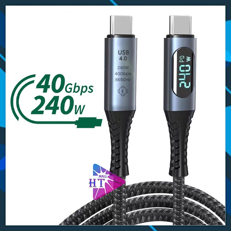 Câble Thunderbolt 4 HYairspy 2m - 40 Gbps, Charge 240W PD3.1, Vidéo 8K60Hz, Compatible USB4 Et USB-C