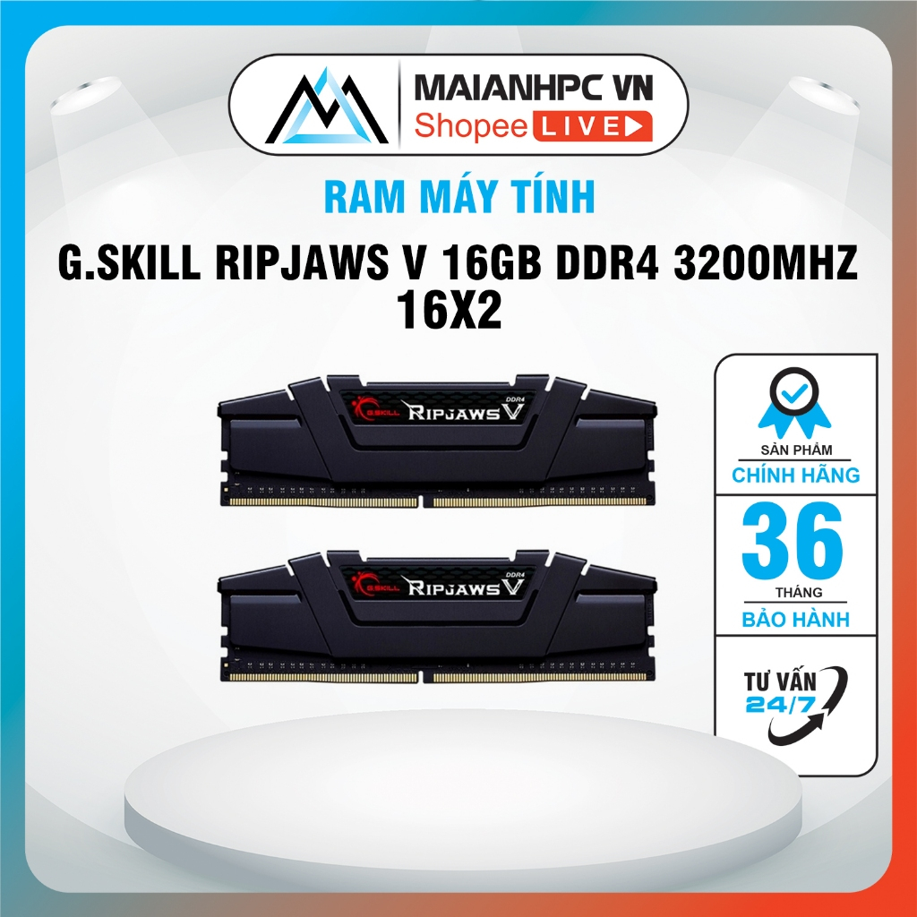 เดสก์ท็อป G.SKILL Ripjaws V 16GB (1x16GB) SSD 3200Hz (F4-3200C16S-16GVK ...