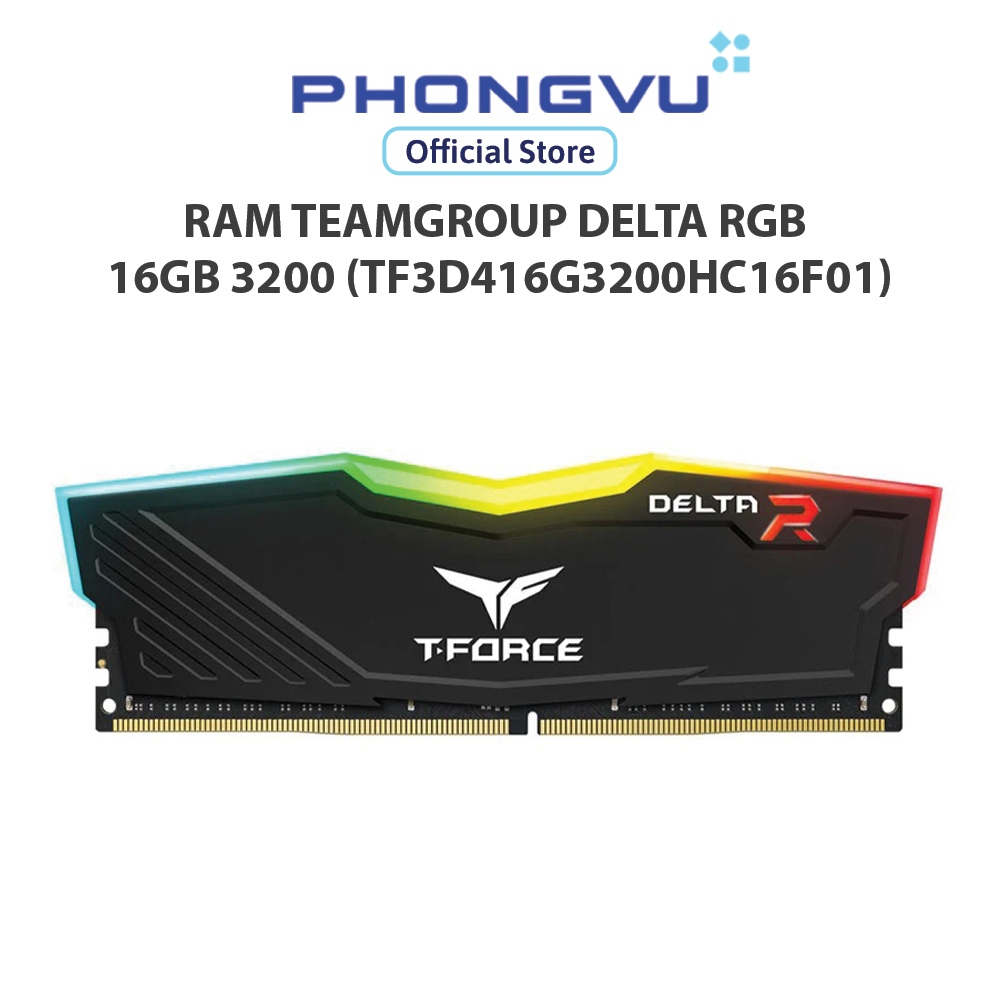 Team Group Memoria RAM T-Force Delta RGB, DDR4, U-DIMM, 8GB (1x8GB), 3200MHz (PC4-25600), CL16