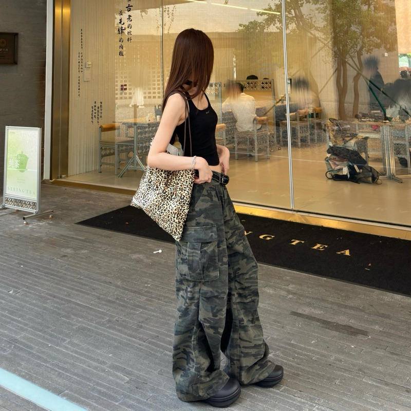 กางเกงคาร์โก้ขากว้างลายพรางสไตล์ Unisex FTH2 | Shopee Thailand