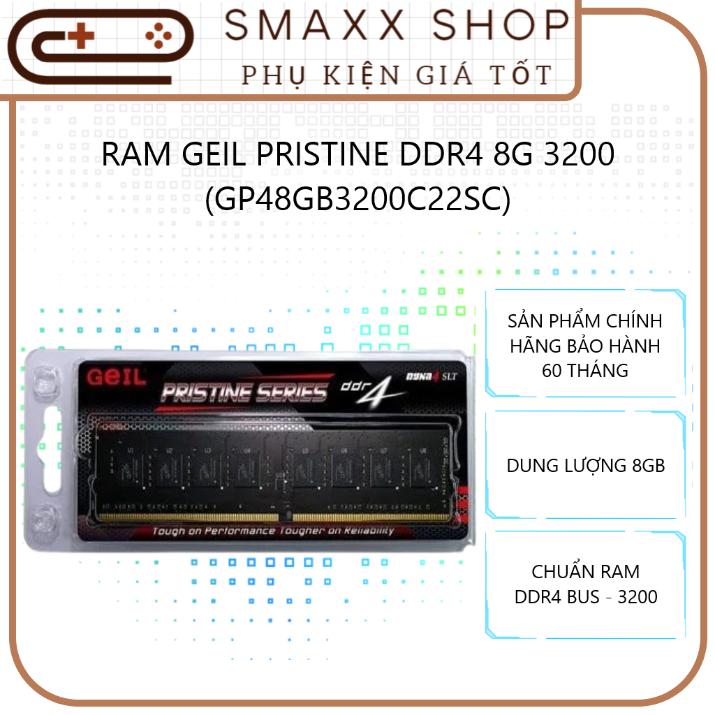 Ram GEIL PRISTINE DDR4 8G 3200 (GP48GB3200C22SC) | Shopee Thailand