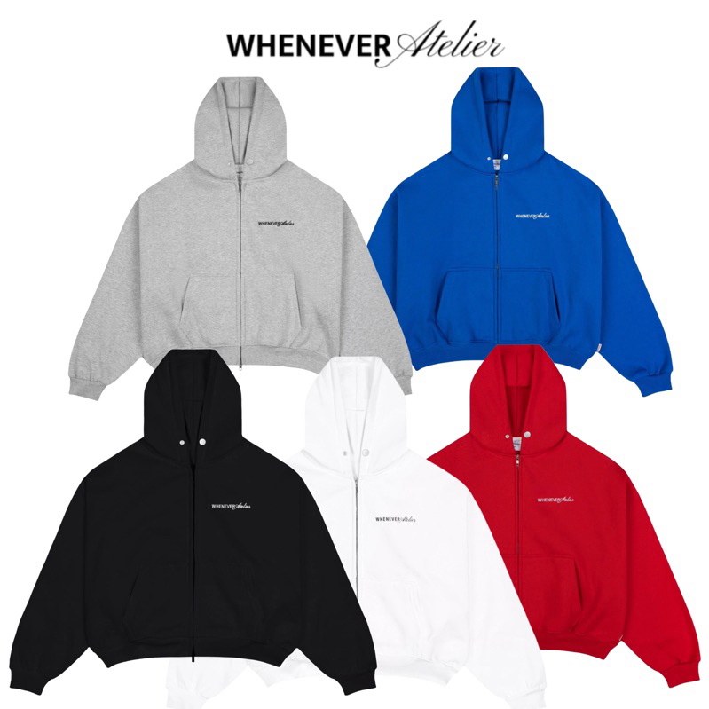WHENEVER ATELIER BASIC ZIP UP เสื้อฮู้ดมีซิปทรงกล่อง ผ้าสักหลาดผ้าฝ้าย ...