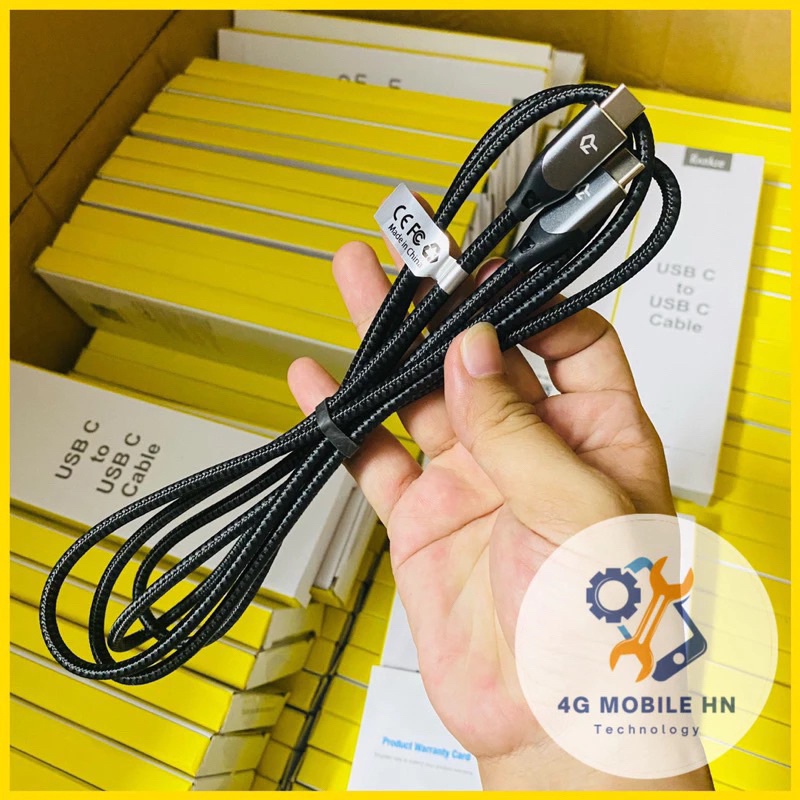 สาย Rankie Type C to C ของแท้ ยาว 1m8 รองรับสูงสุด 5A-100W พร้อมผ้าคลุม ...