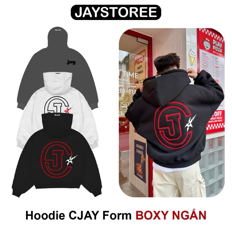 HOODIE CJAY - เสื้อฮู้ดปักลาย Boxy มีฮู้ดกว้างสําหรับผู้ชายและผู้หญิง ...