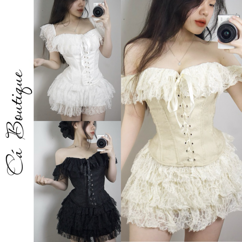 Trifecta brocade structural skirt with corset