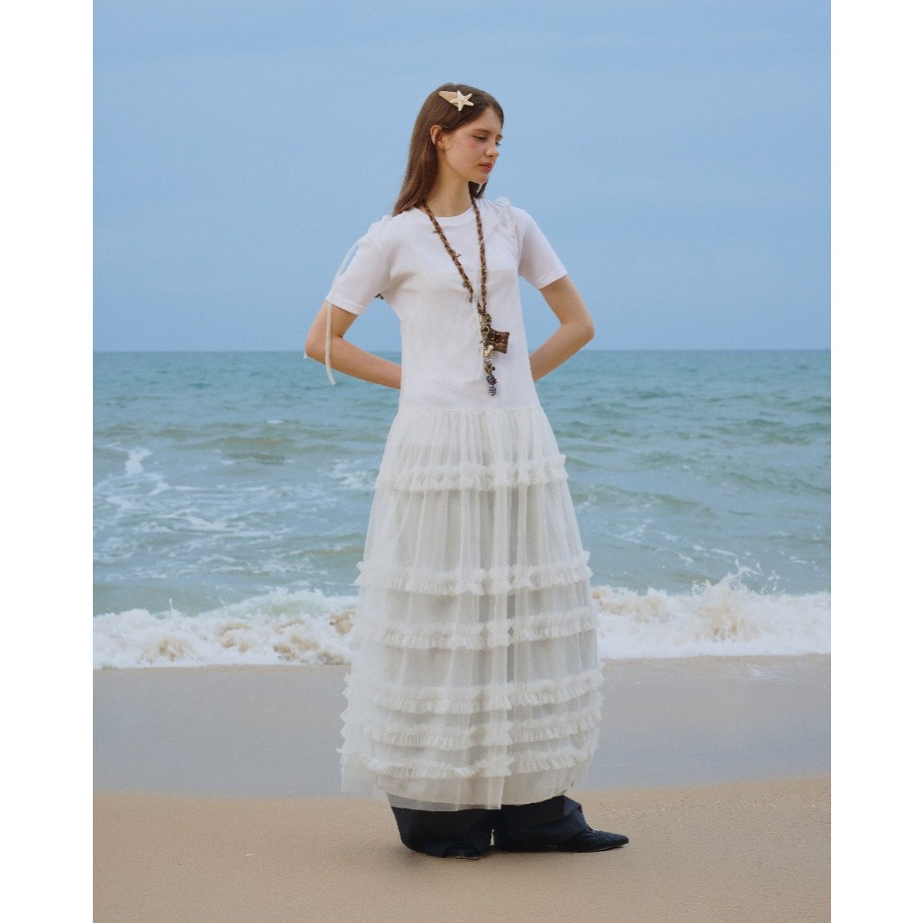 Muse Dress - Remmus | เดรสสายเดี่ยวผ้าตาข่ายพริ้วยาว (ไม่รวมเสื้อยืดสี ...