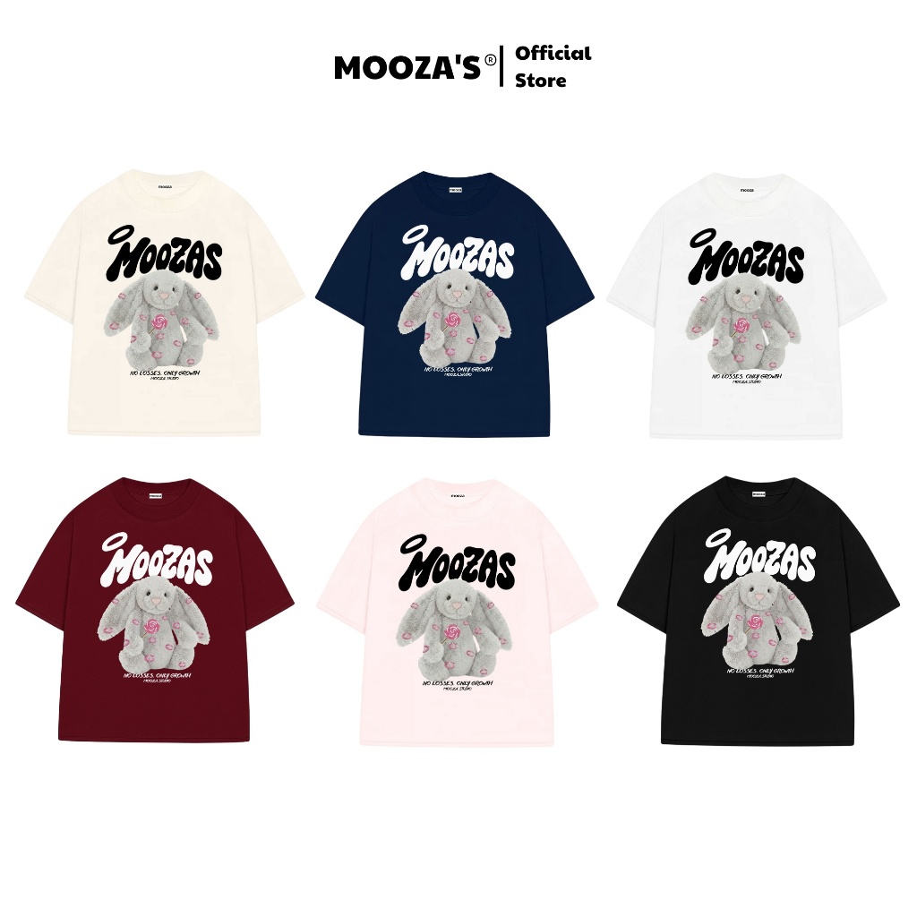 แบรนด์ท้องถิ่น MOOZA เสื้อยืดกึ่งขนาดใหญ่หลวมสําหรับผู้ชายและผู้หญิง ...
